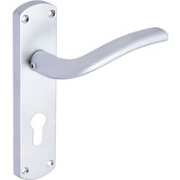 Goodrich Lever Euro Lock Door Handle on Backplate - Satin Chrome - One Pair