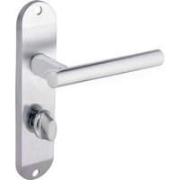 Kemsley Lever Bathroom Door Handle on Backplate - Satin Chrome - One Pair