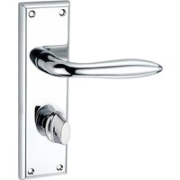 Harrogate Lever Bathroom Door Handle on Backplate - Polished Chrome - FD30 / FD60 (Timber) - One Pair