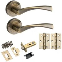 Marvel Lever on Rose Door Handle - Antique Brass - Latch & Hinge Pack - Designer Levers