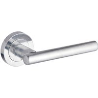 T-Bar Lever On Rose Door Handle - Satin Chrome - One Pair