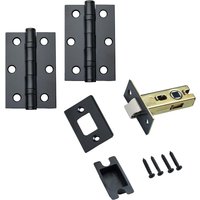 Premium Door Latch Pack - 64mm - Matt Black - Hinges/Tubular Door Latch - Hardware Solutions