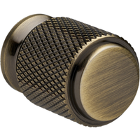 Kensington Knurled Cabinet & Drawer Knob - Antique Brass - 20mm - Elite Knobs & Handles