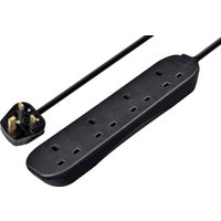 Four Socket Extension Lead - 5m Cable - Black