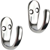 One Prong Single Robe Hook - Polished Chrome - Pack of 2 - Wall/Door Mountable - Decohooks
