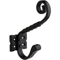 Ornate Twisted Hat & Coat Hook - 120mm - Black Wrought Iron - Wall/Door Mountable - Decohooks