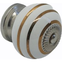 Ceramic Cabinet Knob - White/Gold Circles - 40mm - Elite Knobs & Handles