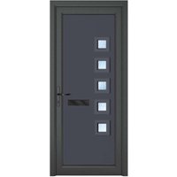 uPVC Malaga Grey/White Front Door - Left Hand Open - Obscure Glass - Double Glazed - 920 x 2090mm