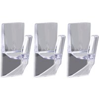 Adhesive Rectangle Single Hooks - Clear - Pack of 3 - Decohooks