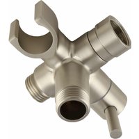 Fixed and Handheld Combo Diverter Valve (3 Way) with Built-in Handheld Holder - Brushed Nickel Finish