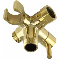 Fixed and Handheld Combo Diverter Valve (3 Way) with Built-in Handheld Holder - Polished Brass Finish