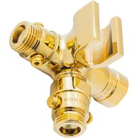Fixed and Handheld Combo Diverter Valves (4 Way) with Built-in Handheld Holder - Polished Brass Finish