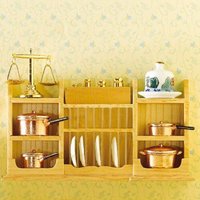 Wall Shelf with Plate Rack for 12th Scale Dolls House