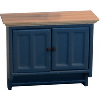 Shaker Style Wall Cabinet in Blue/ Pine for 12th Scale Dolls House