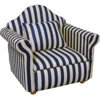 Blue Striped Armchair for 12th Scale Dolls House