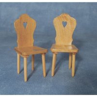 Pine Heart Chairs (Pack of 2) for 12th Scale Dolls House