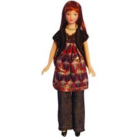 Porcelain Modern Woman In Smock Dress for 12th Scale Dolls House