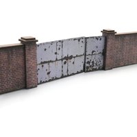 Scale Model Scenery Industrial Brick Wall And Gates OO Gauge