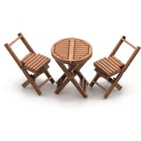 Scale Model Scenery Wooden Bistro Tables & Chairs OO Gauge