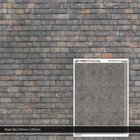 Scale Model Scenery Mixed Grey Roof Slates Texture Paper (Pack of 5) OO Gauge