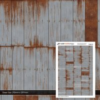 Scale Model Scenery Rusty & Weathered Corrugated Iron Texture Paper (Pack of 5) OO Gauge