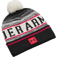 UNDER ARMOUR HALFTIME POM BEANIE - STONE / RACER RED