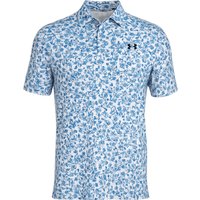 UNDER ARMOUR 2026 PLAYOFF 3.0 PRINTED GOLF POLO SHIRT - WHITE / VARSITY BLUE / MIDNIGHT NAVY
