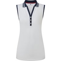 FOOTJOY 2026 CONTRAST RIB KNIT SLEEVELESS GOLF POLO SHIRT 40945 - WHITE / NAVY