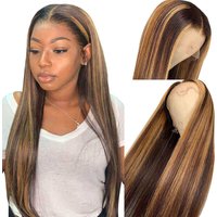 Highlight Wig Ombre Human Hair Wig Straight 360 Lace Front Wig 150% Density