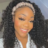 Headband Scarf Wig Brazilian Curl 180% Density 100% Human Hair