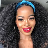 Kinky Curly 150% Density Natural Color Glueless Human Half Wigs