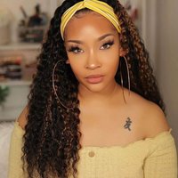Headband Wig 180% Density Piano Color Human Hair Jerry Curl