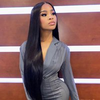 4x4 PU Lace Wig Natural Black Silky Straight 100% Human Hair