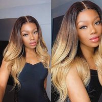 Ombre Color Lace 180% Density Colsure Wig T1b/4/27# Color Human Hair