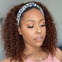 IDefine Kinky Curly Human Hair Half Wigs #4 Color Glueless Wigs