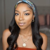 Headband Wig Natural Black Wavy 180 Density 100% Human Hair Wig
