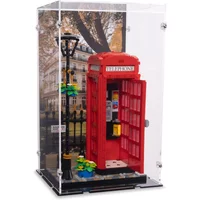 Red London Telephone Box Display Case for LEGO 21347