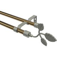 Vorhangstange Messing Antik / Chrom matt, Metall 16 mm Ø Olymp Alessia, doppelläufig
