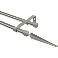 Gardinenstange Edelstahl-Optik / Chrom matt, Metall 16 mm Ø Olymp Lorenzo, zweiläufig