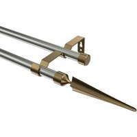 Vorhangstange Edelstahl-Optik / Messing Antik, Metall 16 mm Ø Olymp Lorenzo, doppelläufig