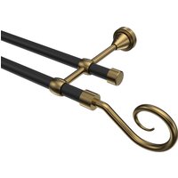 Vorhangstange Schwarz / Messing Antik, Metall 16 mm Ø Primus Allegra, doppelläufig