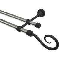 Vorhangstange Edelstahl-Optik / Schwarz, Metall 16 mm Ø Primus Allegra, 2-läufig