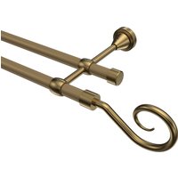 Vorhangstange Gold matt / Messing Antik, Metall 16 mm Ø Primus Allegra, doppelläufig