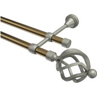 Vorhangstange Messing Antik / Chrom matt, Metall 16 mm Ø Primus Paolo, doppelläufig