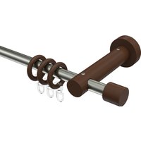 Vorhangstange 16 mm Ø Metall / Holz in Edelstahl-Optik / Nussbaum lackiert Adrian Pin