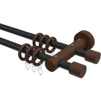 Vorhangstangen 16 mm Ø Metall / Holz in Schwarz / Nussbaum lackiert doppelläufig Adrian Pin