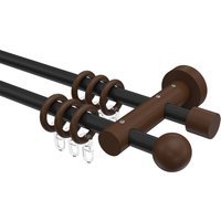 Gardinenstangen 16 mm Ø Metall / Holz in Schwarz / Nussbaum lackiert doppelläufig Adrian Geo