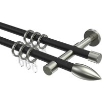 Vorhangstangen Metall in Schwarz/Edelstahl Optik 16 mm Ø Sinux Poveda, 2-läufig