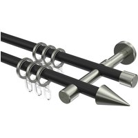 Vorhangstangen Metall in Schwarz/Edelstahl Optik 16 mm Ø Sinux Scarano, zweiläufig