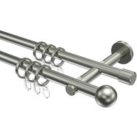 Gardinenstange Edelstahl Optik 16 mm Ø Medium Puros, doppelläufig